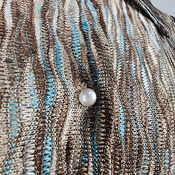 Kslam Brown & Blue Woven Button Up Blouse Size XS - Picture 4 of 9